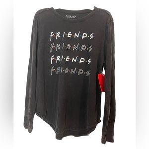 New Juniors Friends Long Sleeve Washed Black T-Shirt